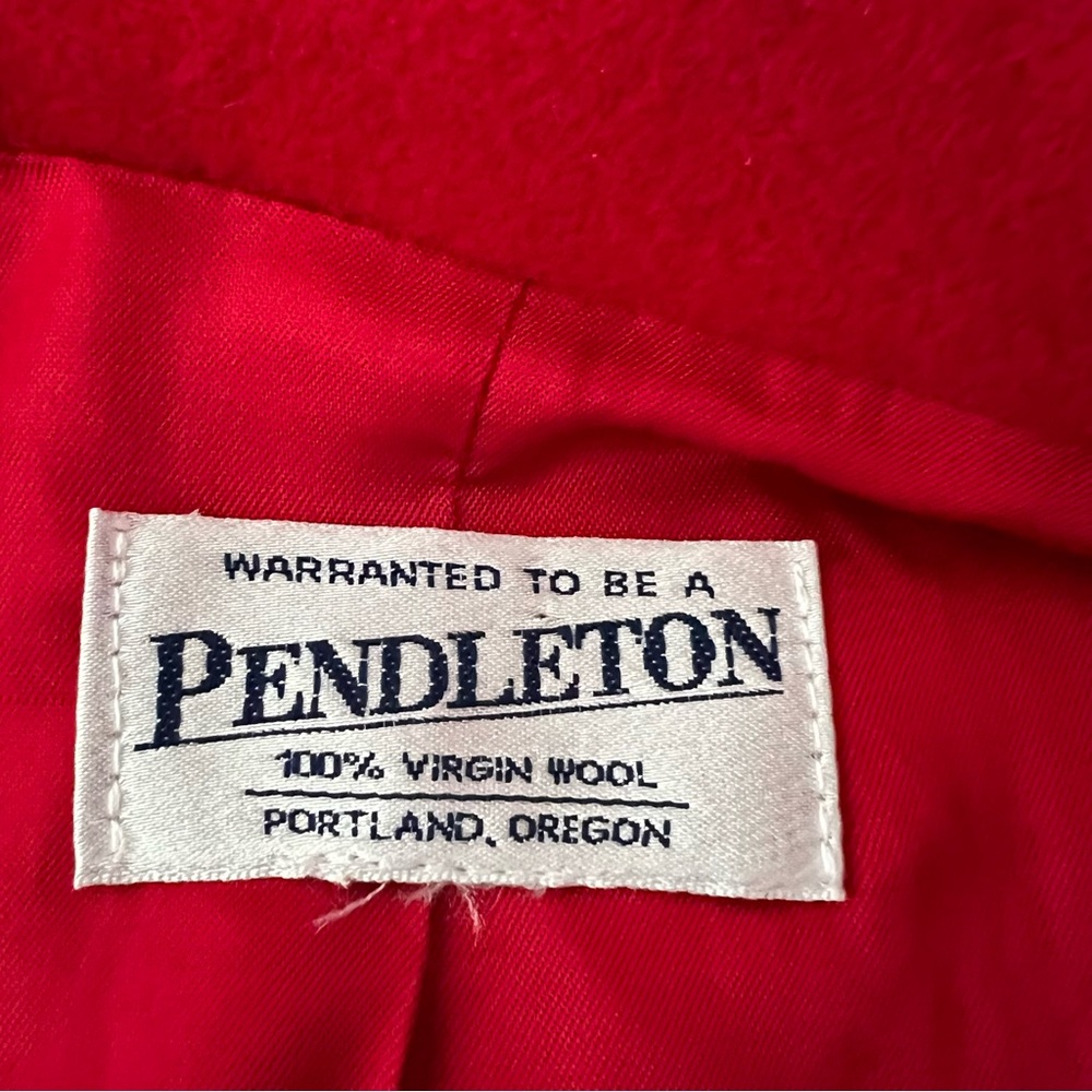 VTG Pendleton Poncho Womens 100% Virgin Wool Made USA Cape Pockets Red Size S/M - Picture 15 of 15
